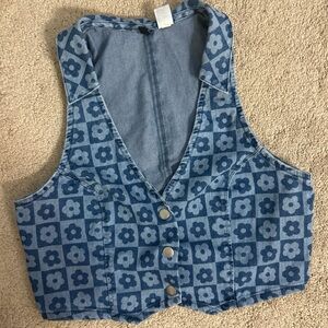 Divided Blue Floral Denim Tank Top